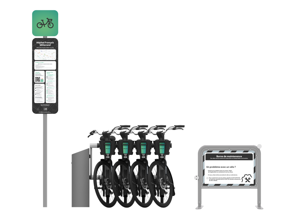Photo d'une station de vélos électriques en libre service